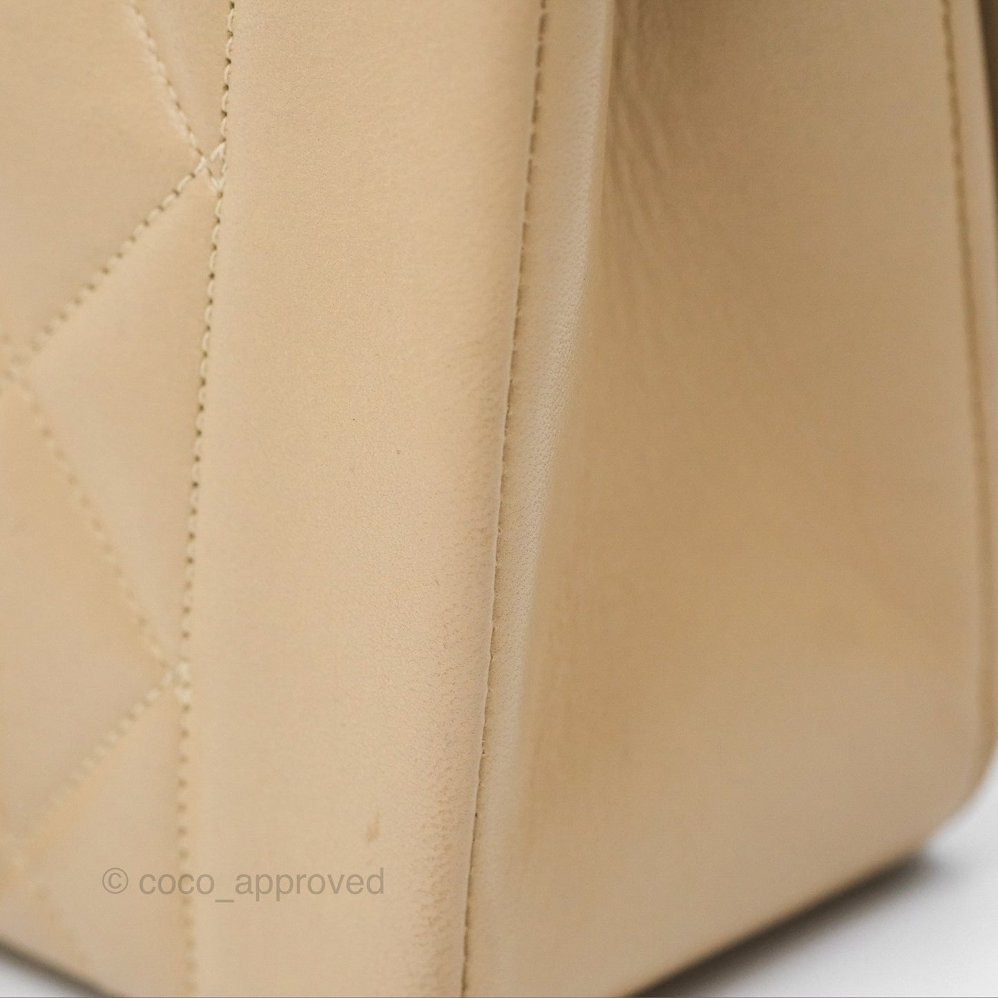Chanel Vintage Small Quilted Classic Diana Flap Bag Beige Lambskin 24K Gold Hardware