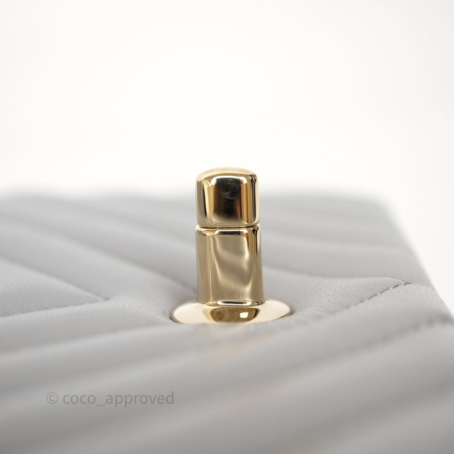 Chanel Mini Rectangular Chevron Grey Lambskin Light Gold Hardware