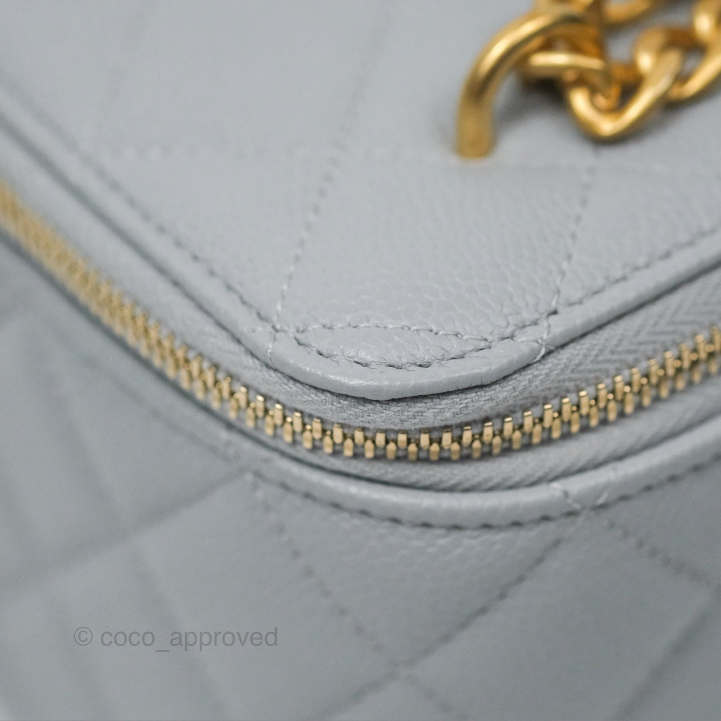 Chanel Vanity with Heart Adjustable Chain Grey Caviar Aged Gold Hardware