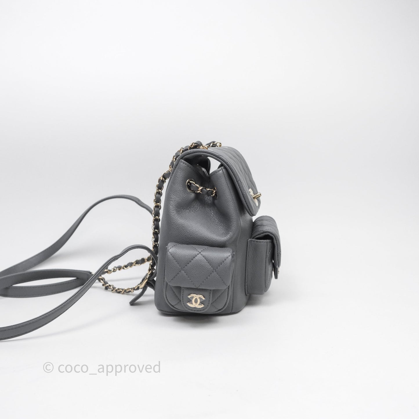 Chanel Small Duma Backpack Dark Grey Caviar Gold Hardware 23K