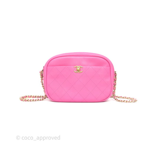 Chanel Camera Bag Pink Calfskin Aged Gold Hardware