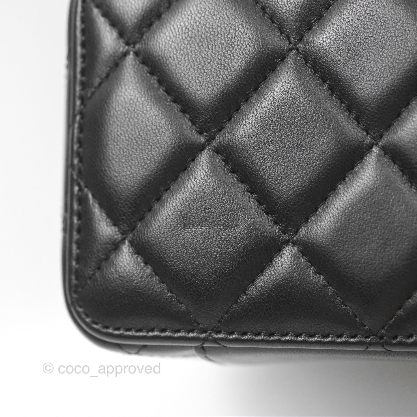Chanel Top Handle Vanity Case Black Lambskin Aged Gold Hardware 22A