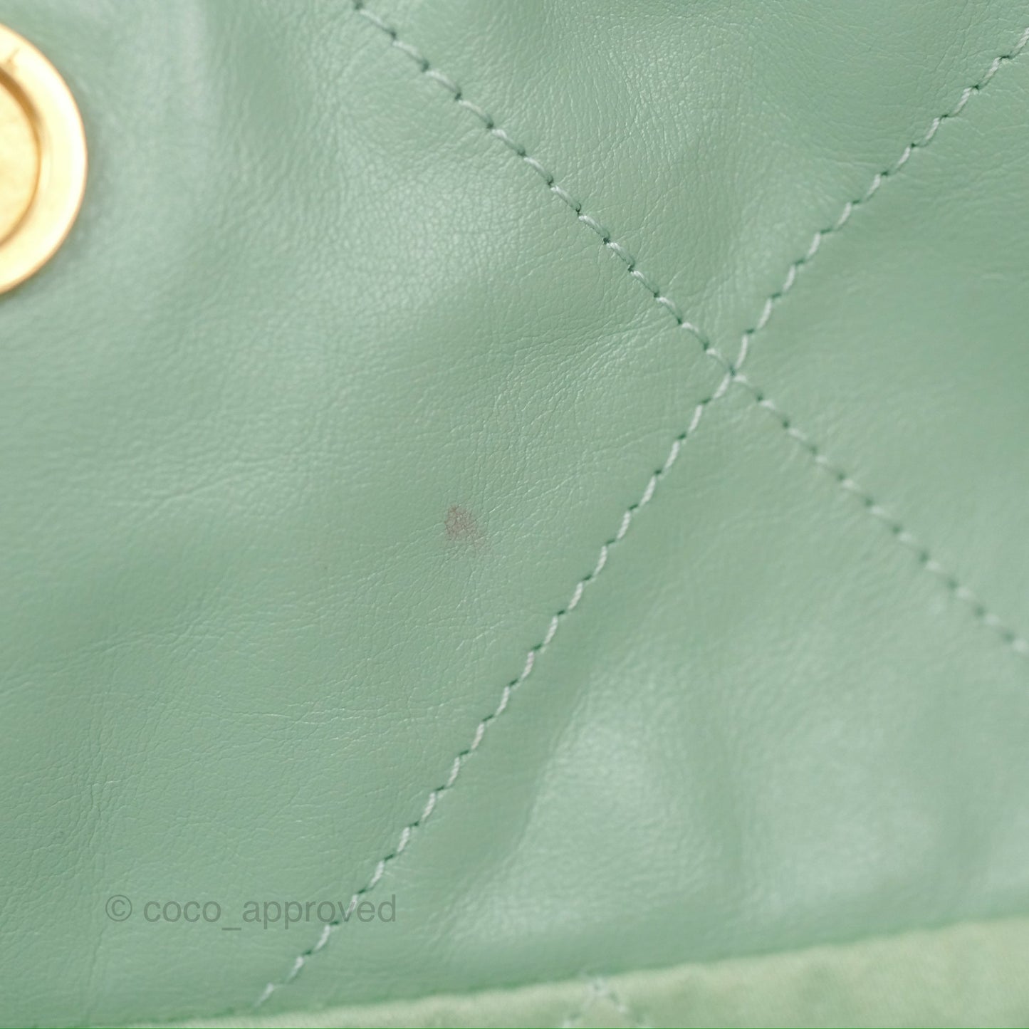Chanel 22 Small Mint Green Shiny Aged Calfskin Aged Gold Hardware