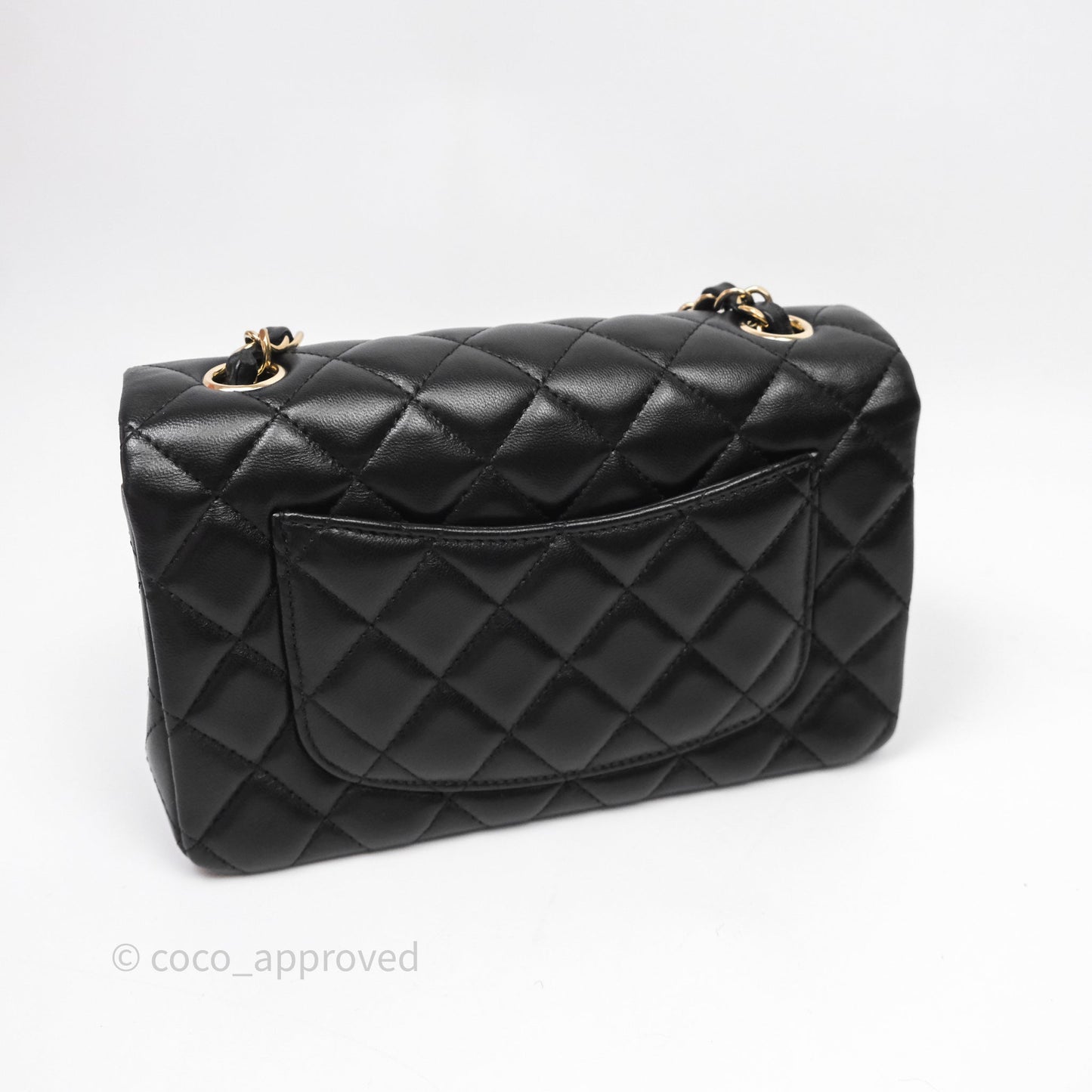 Chanel Quilted Mini Rectangular Black Lambskin Gold Hardware