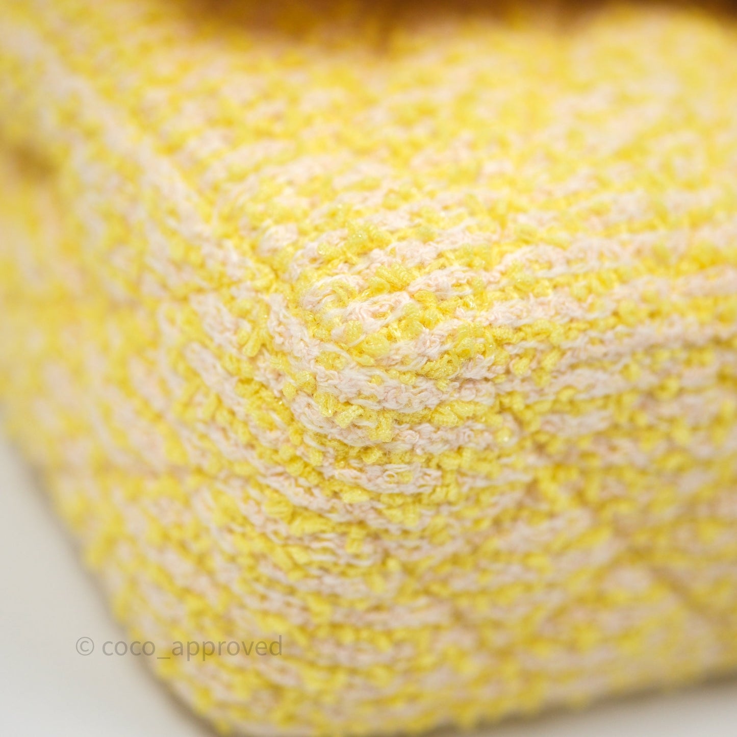 Chanel Classic M/L Medium Flap Quilted Yellow Tweed Gold Hardware