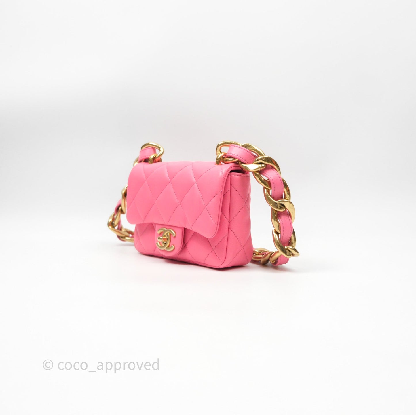 Chanel Quilted Mini CC Funky Town Flap Pink Lambskin Aged Gold Hardware