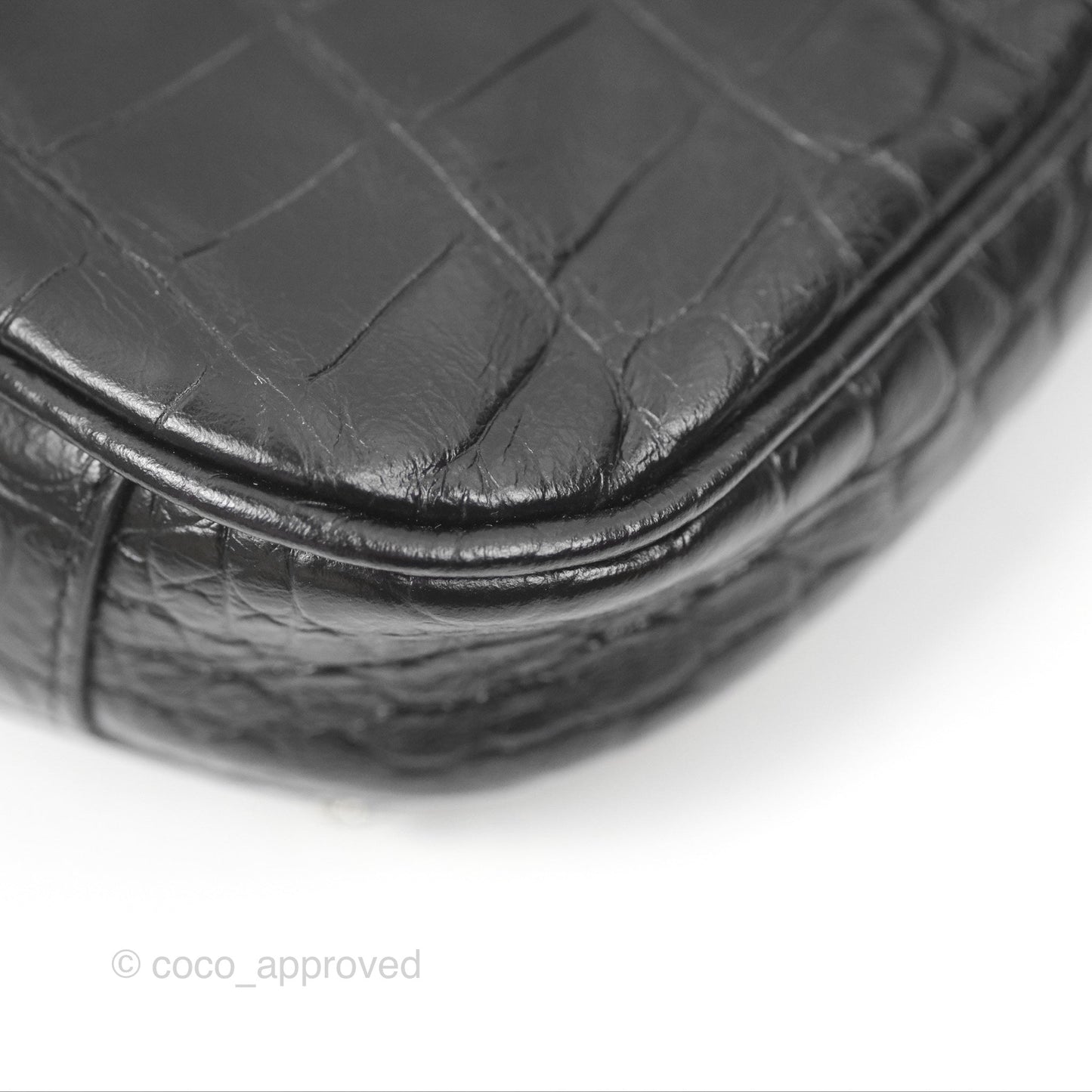 Balenciaga Le Cagole Mini Bag With Chain Black Crocodile Embossed Calfskin Aged Silver Hardware