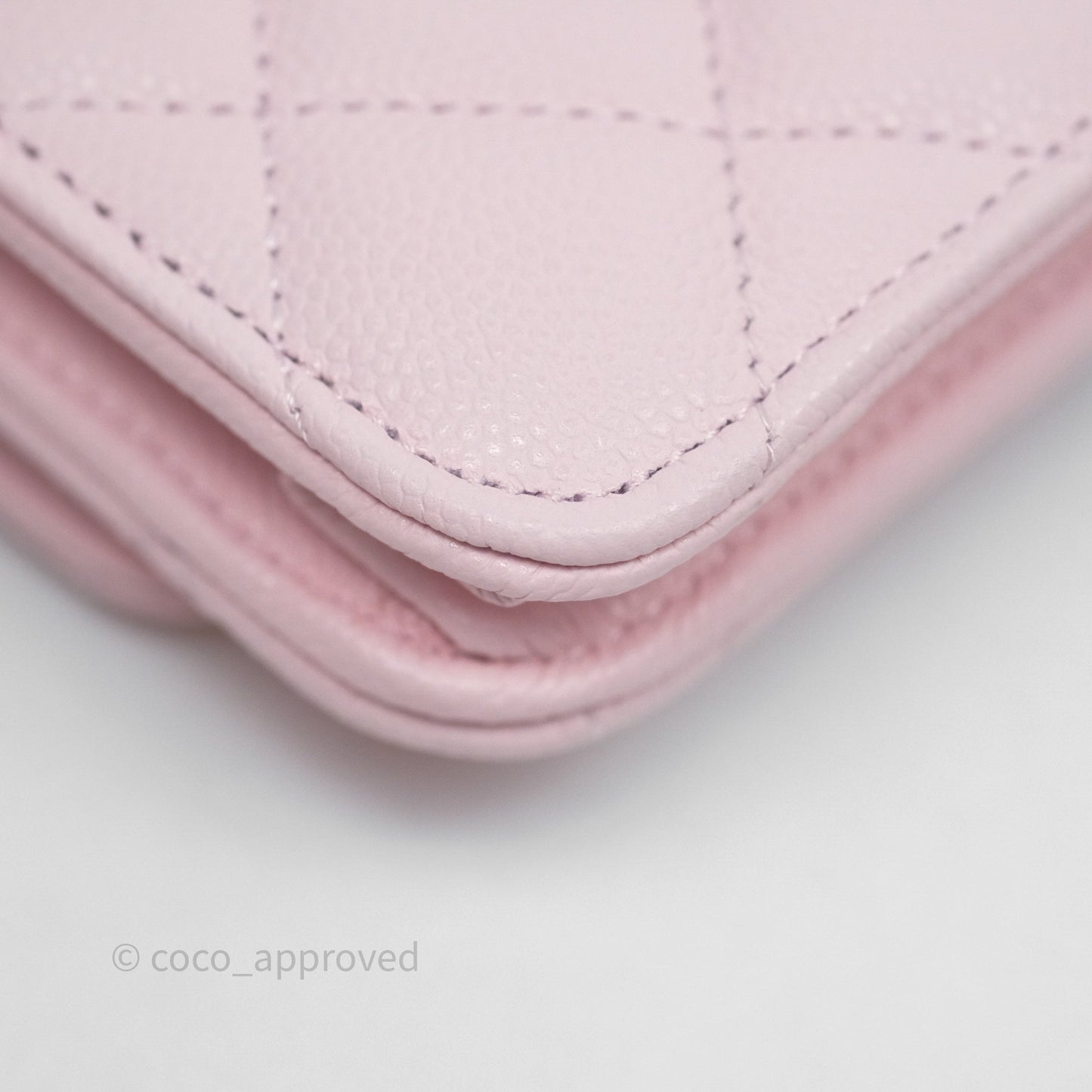 Chanel Classic Quilted Wallet on Chain WOC Light Pink Caviar Gold Hardware