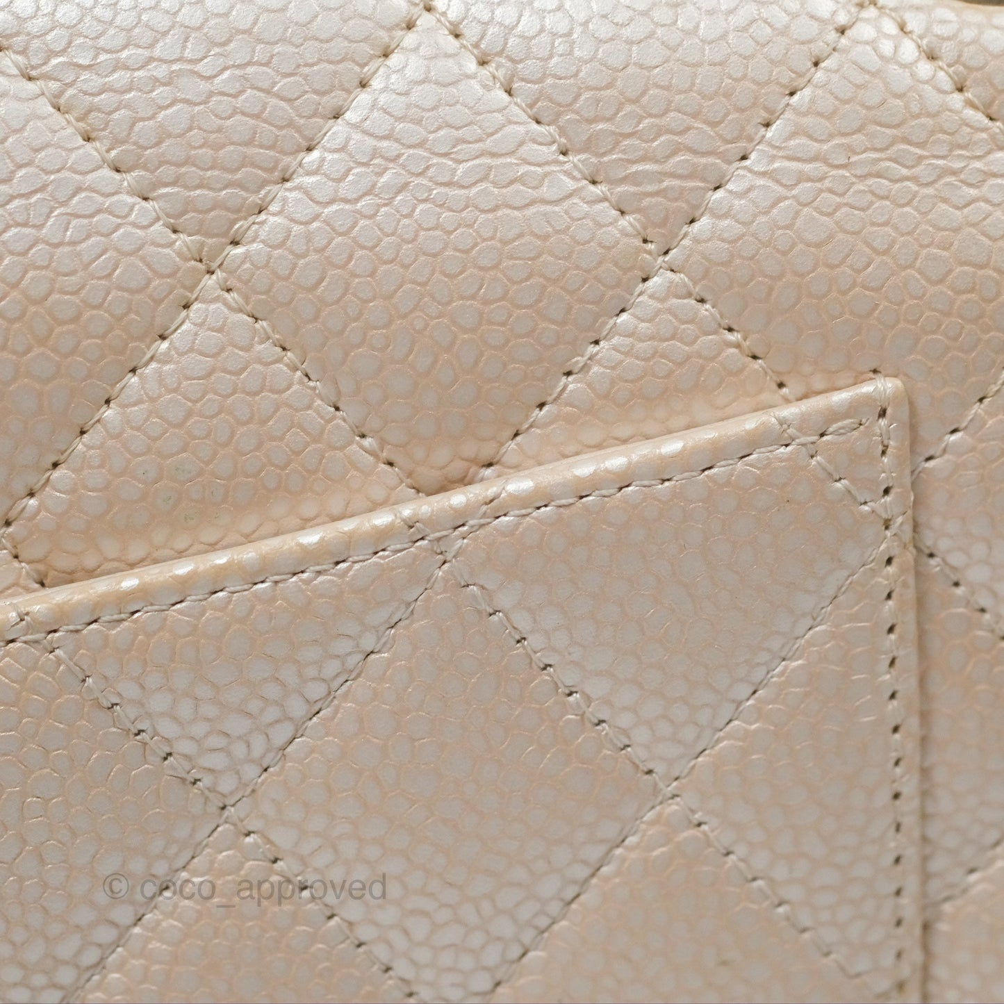Chanel Classic M/L Medium Double Flap Iridescent Pearly Caviar Aged Gold Hardware⁣⁣