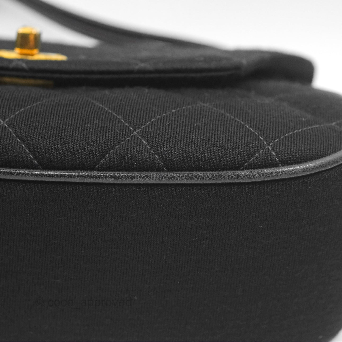 Chanel Vintage Small Quilted Jersey Mademoiselle Top Handle Flap Bag Black