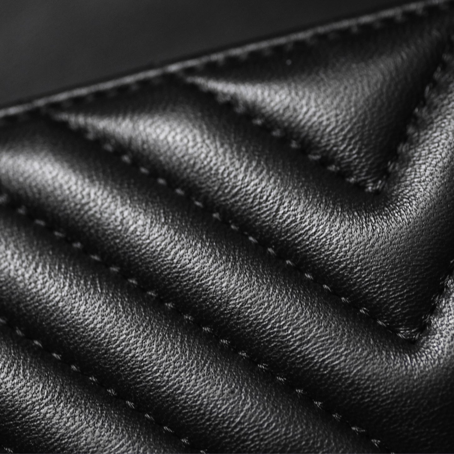 Chanel Mini Square Flap Chevron Black Lambskin Aged Gold Hardware