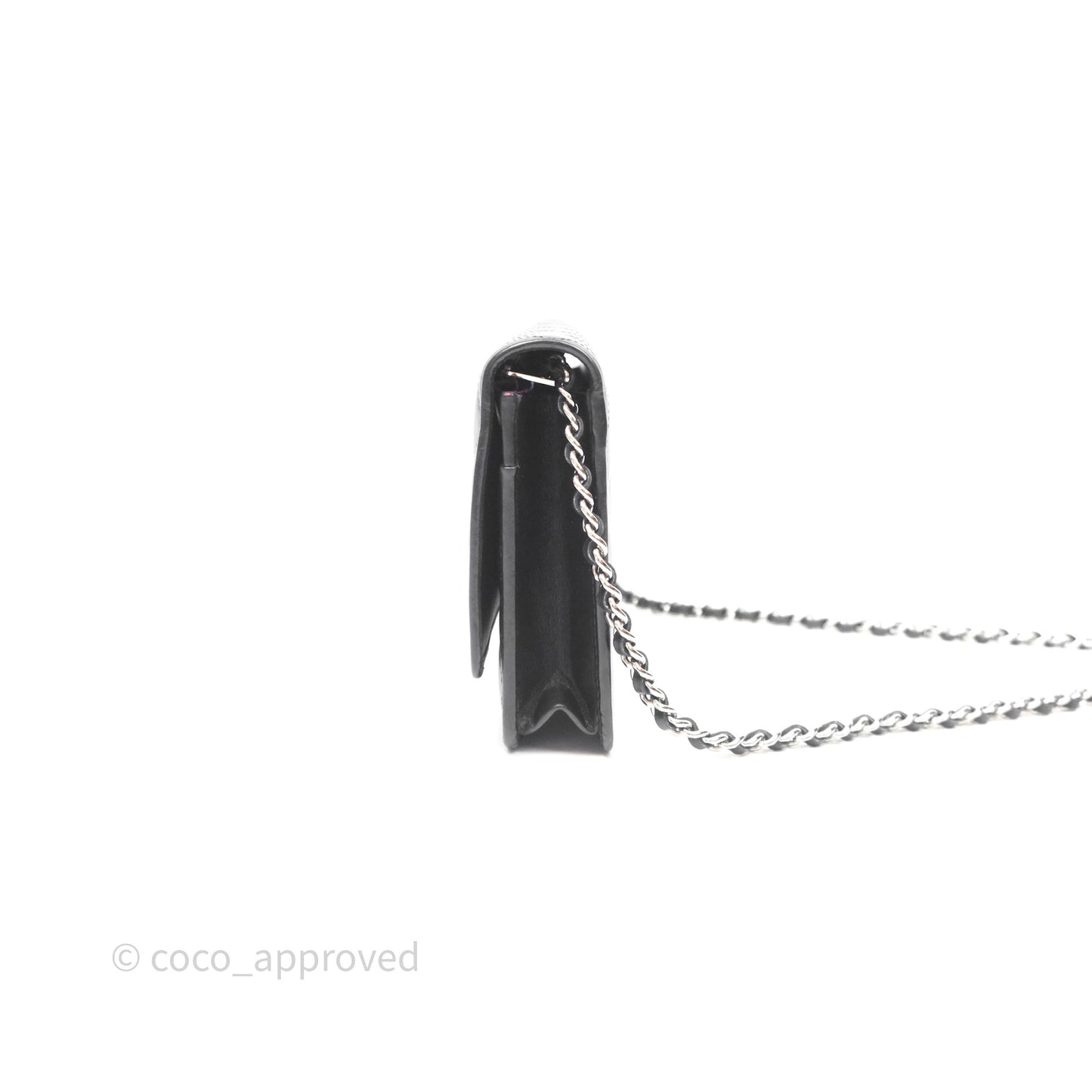 Chanel Quilted Cambon Wallet on Chain WOC Black Calfskin Silver Hardware