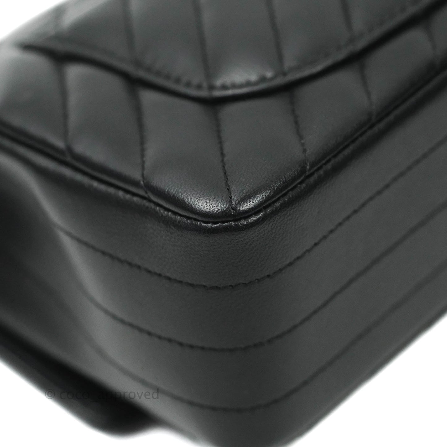 Chanel Classic Chevron Mini Rectangular Flap Black Lambskin Silver Hardware