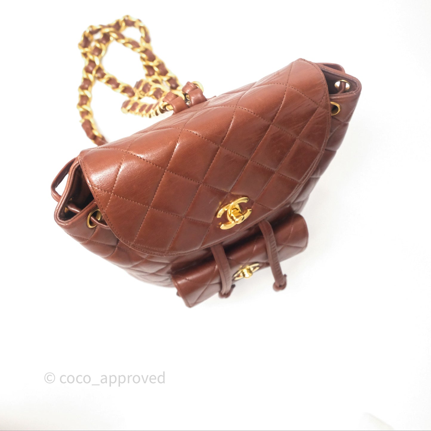 Chanel Vintage CC Duma Backpack Brown Lambskin 24K Gold Hardware