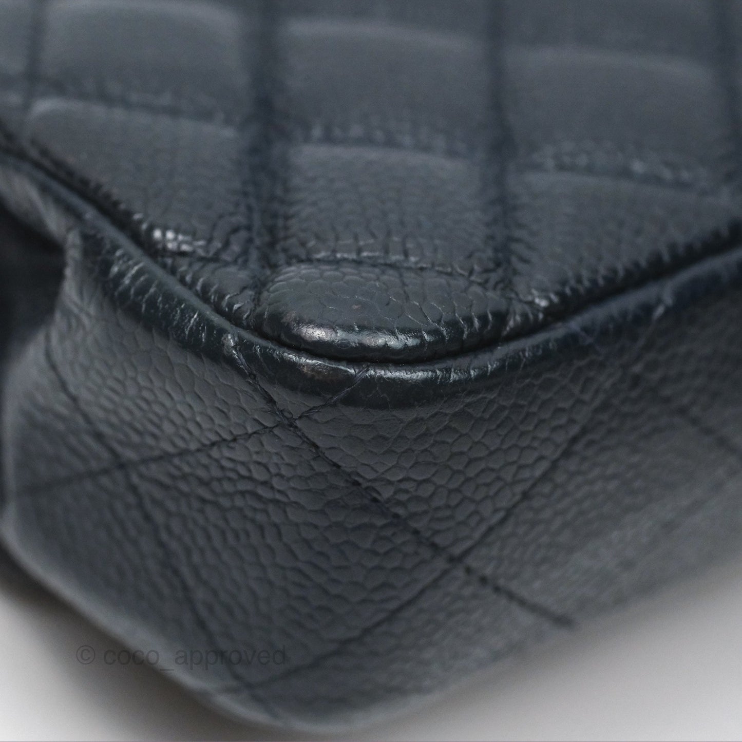 Chanel Quilted Extra Mini Rectangular Flap Dark Navy Caviar Silver Hardware
