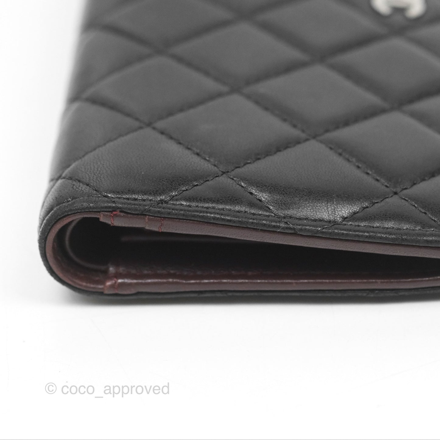 Chanel Classic Quilted Long Wallet Black Lambskin Silver Hardware
