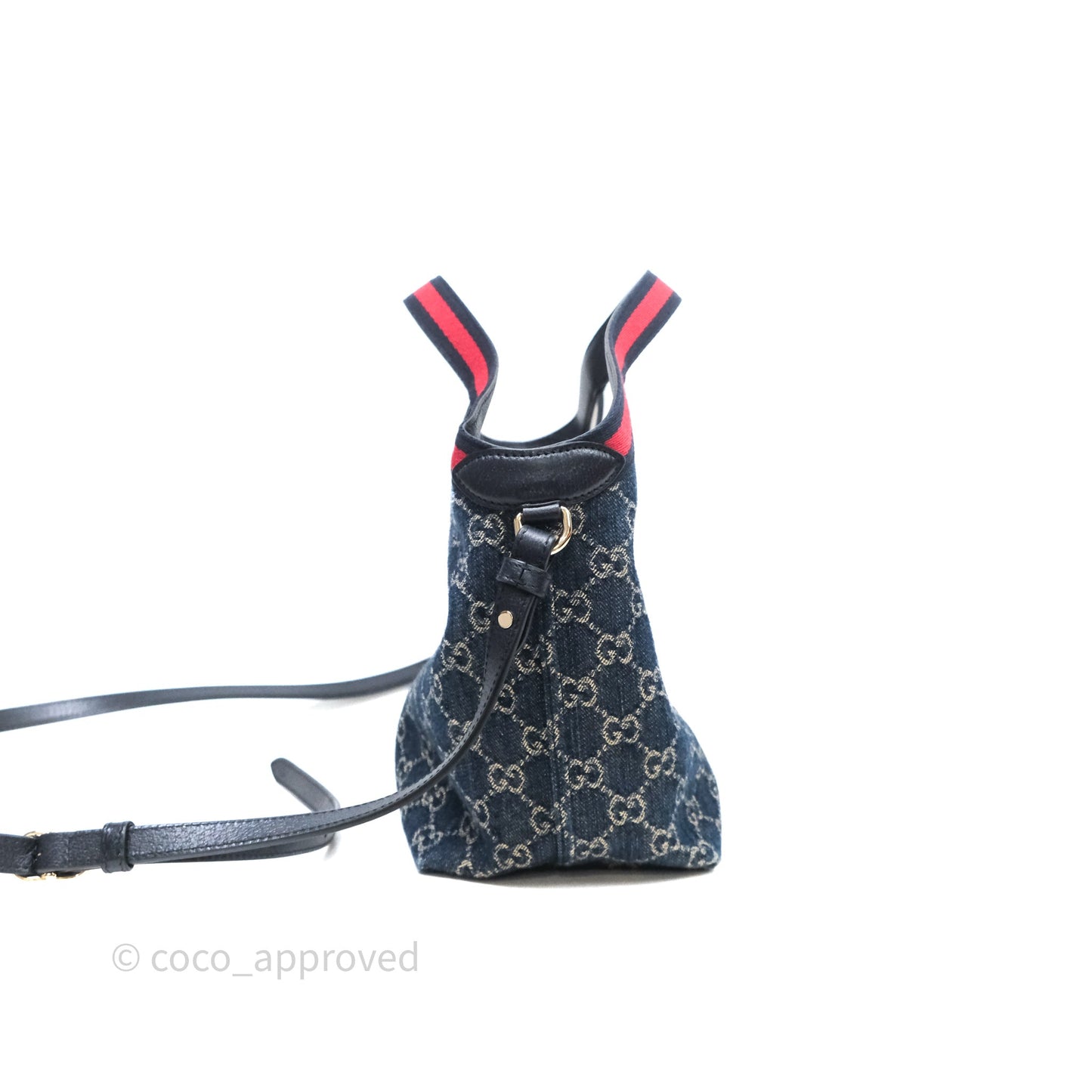 Gucci Giglio Small Tote Bag Blue and White GG Denim
