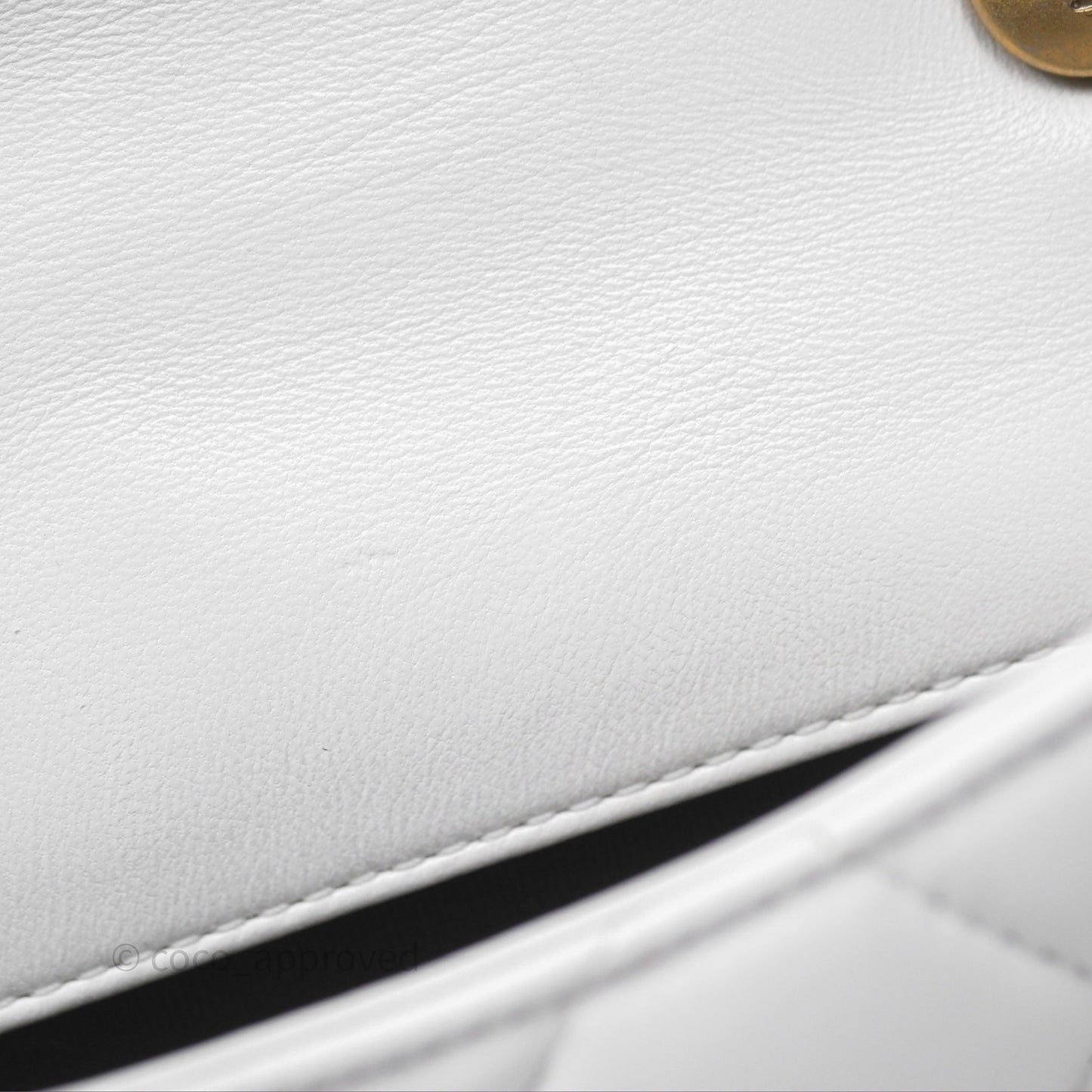 Chanel Small Flap Bag White Lambskin Aged Gold and Lacquered Metal 22S