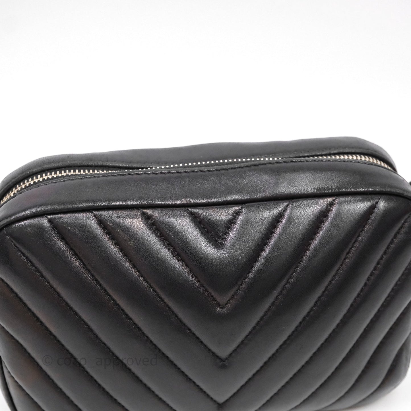 Chanel Chevron Camera Bag Black Lambskin Gold Hardware