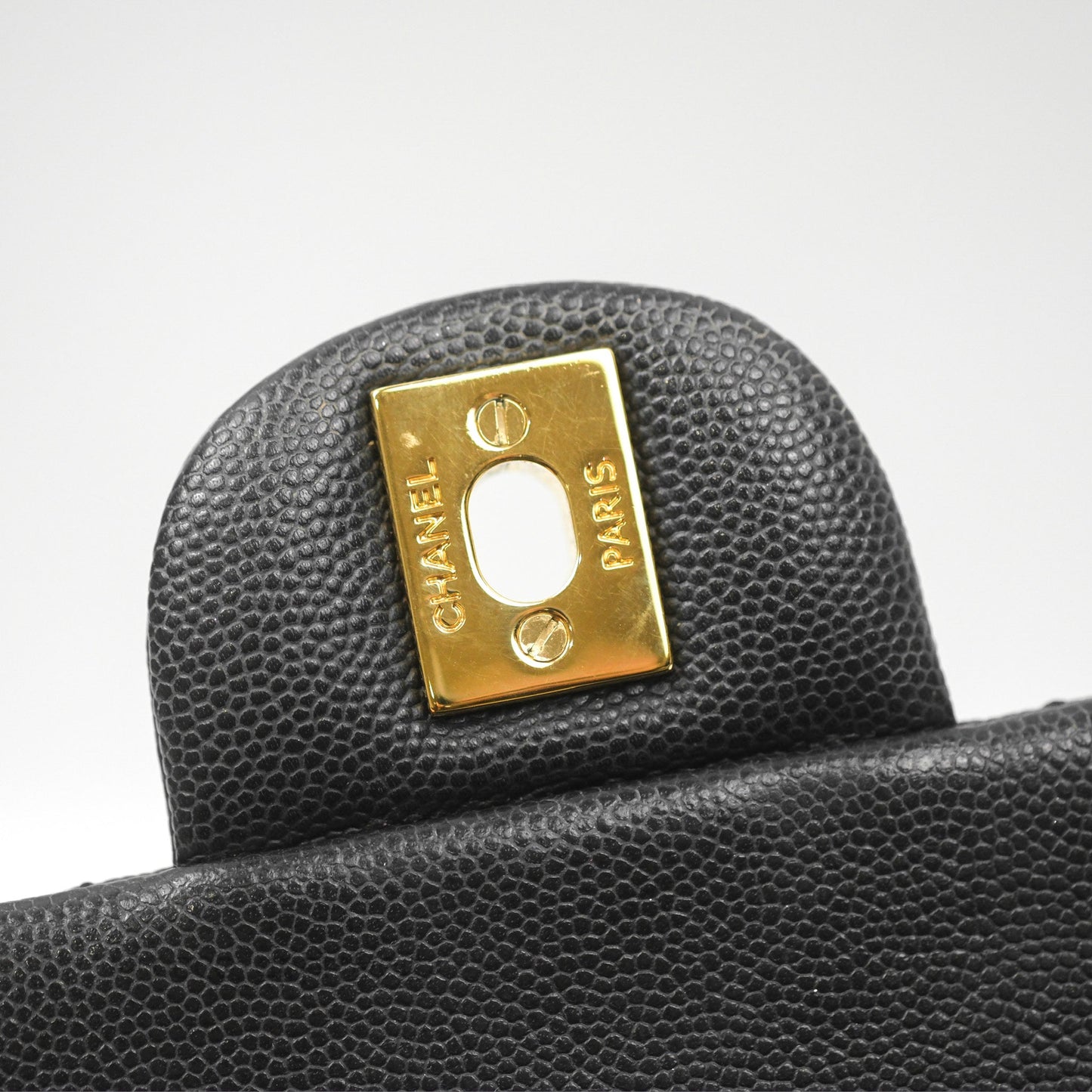 Chanel Mini Square Flap Quilted Black Caviar Gold Hardware