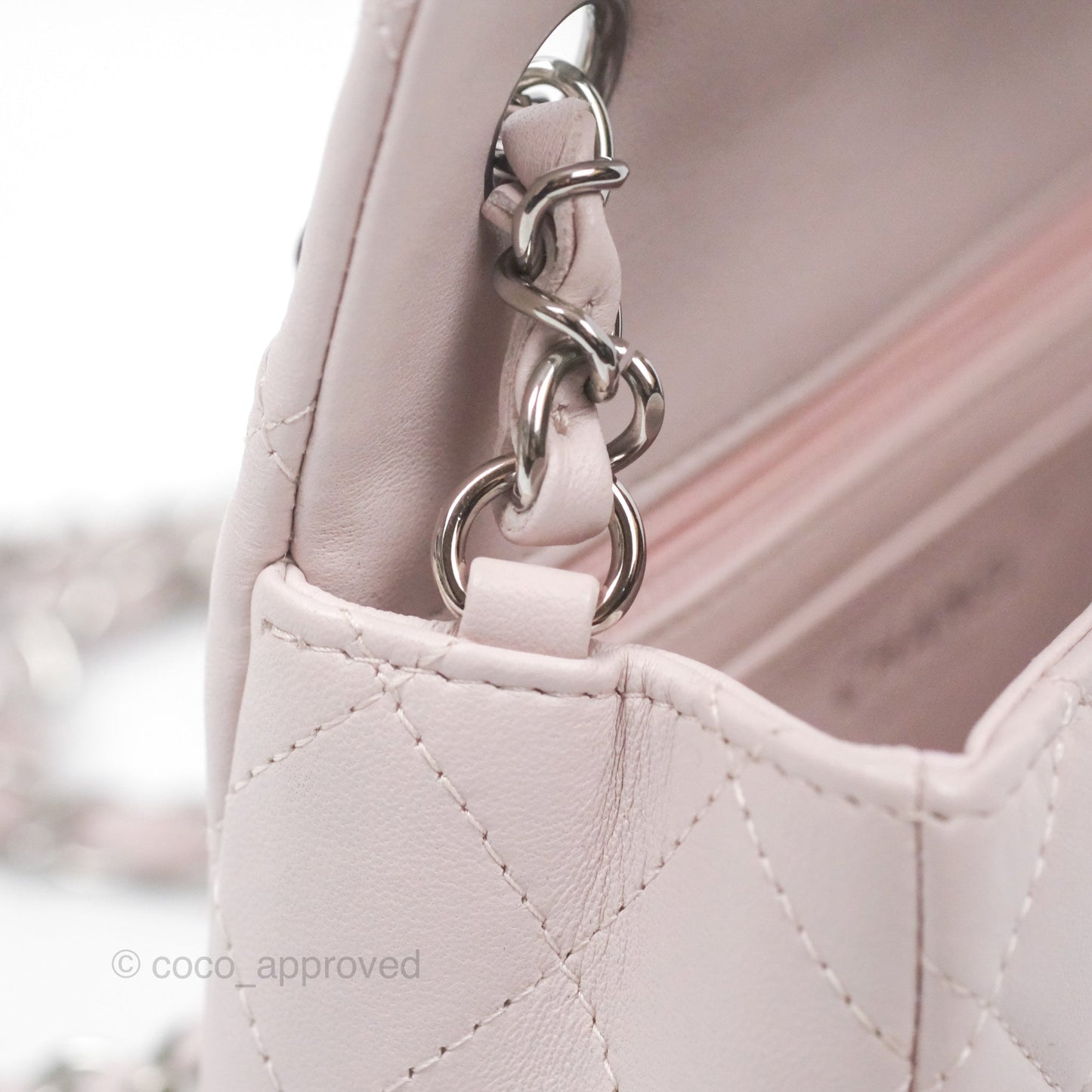 Chanel Quilted Mini Rectangular Pale Lilac Lambskin Silver Hardware