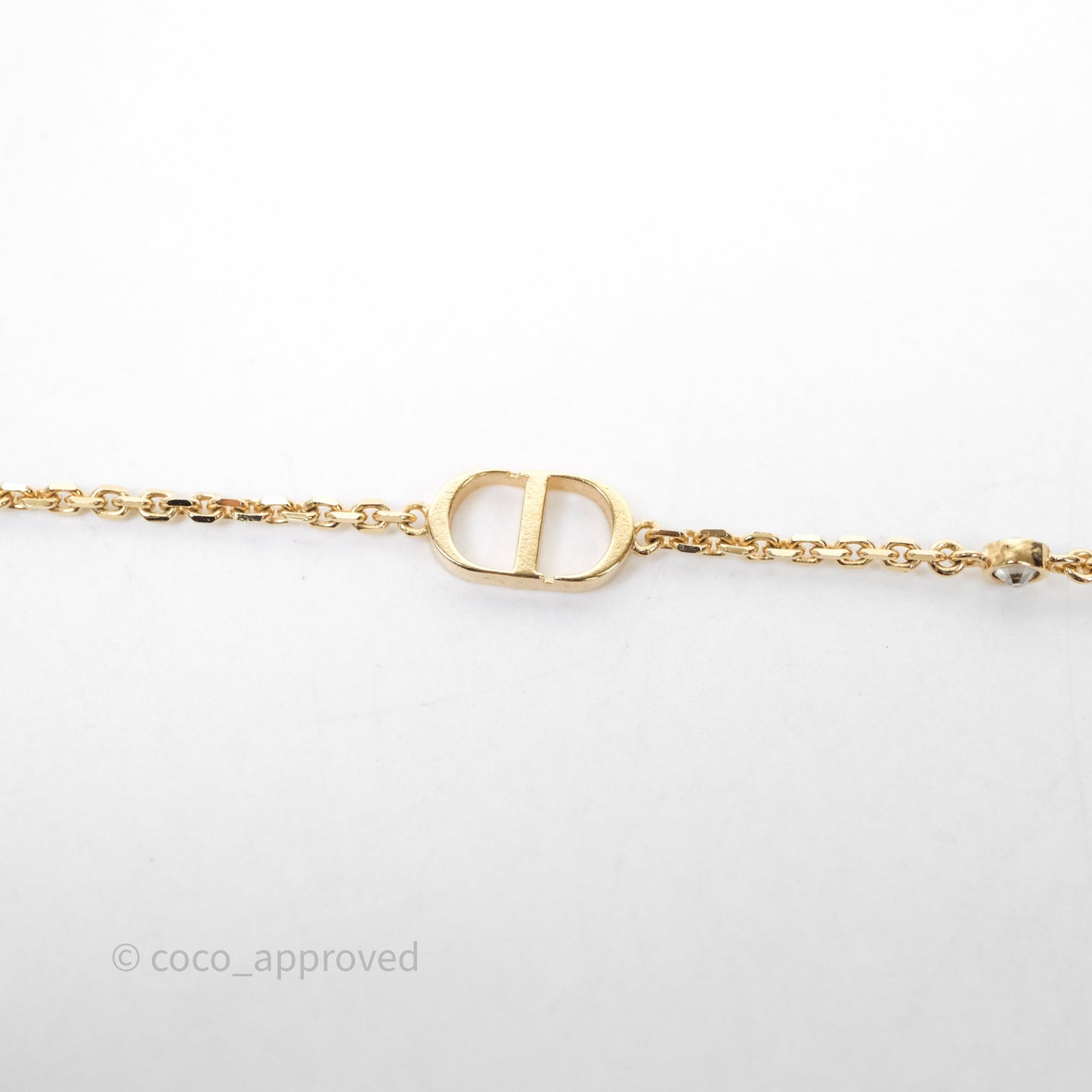 Christian Dior CD Petit Double Necklace Crystal Gold Tone