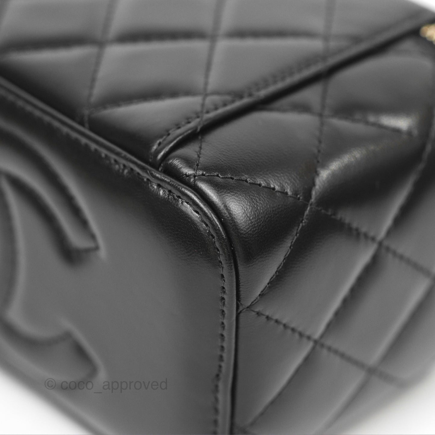 Chanel Vanity with Adjustable Chain Black Lambskin Aged Gold Hardware