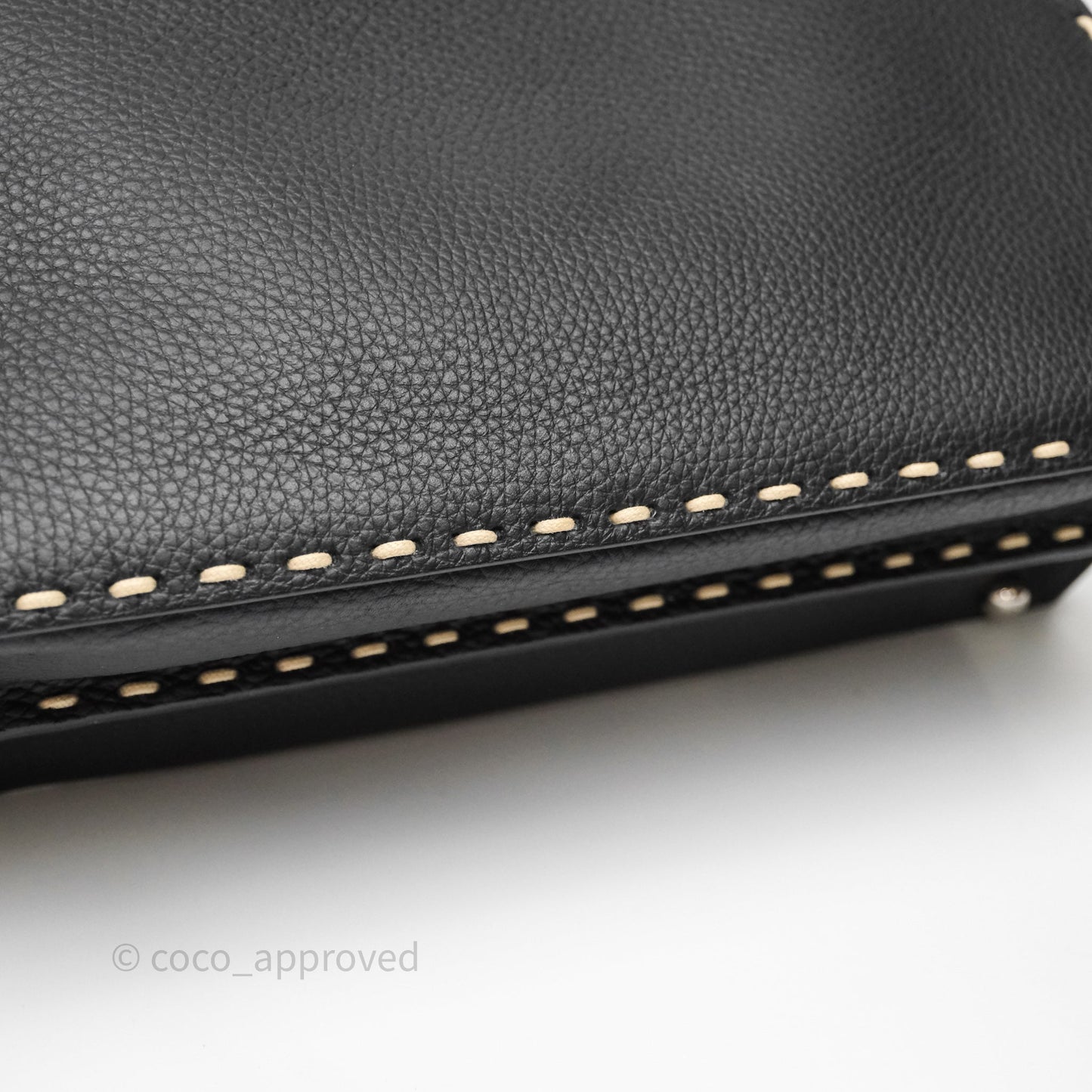 Fendi Peekaboo ISeeU Python Handle Handbag Black Calfskin Silver Hardware