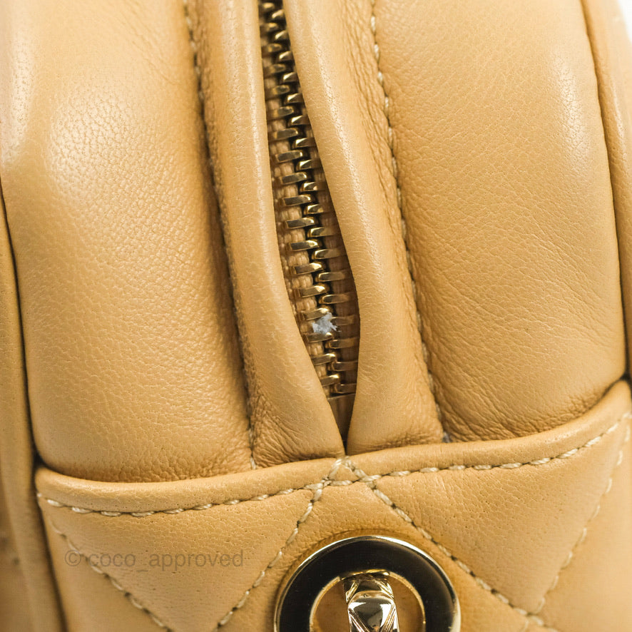 Chanel Calfskin Coco Vintage Camera Case Beige Gold Hardware