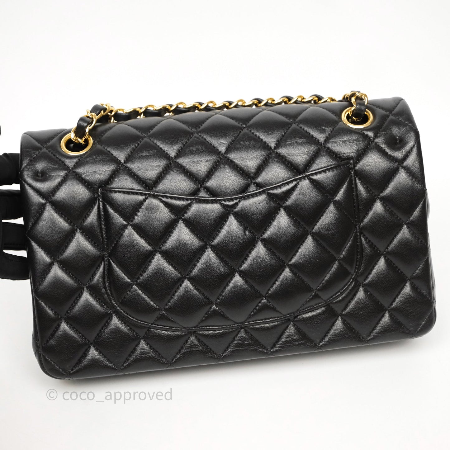 Chanel Classic M/L Medium Flap Quilted Black Lambskin Gold Hardware