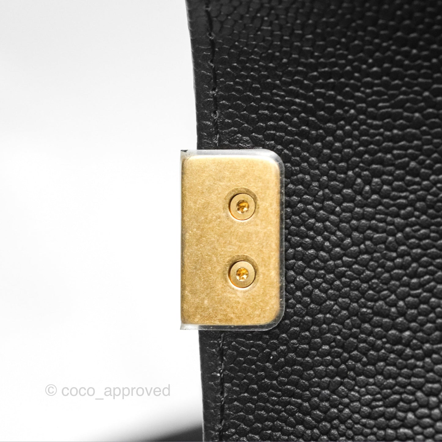 Chanel Small Chain Around Boy Quilted Black Caviar Aged Gold Hardware