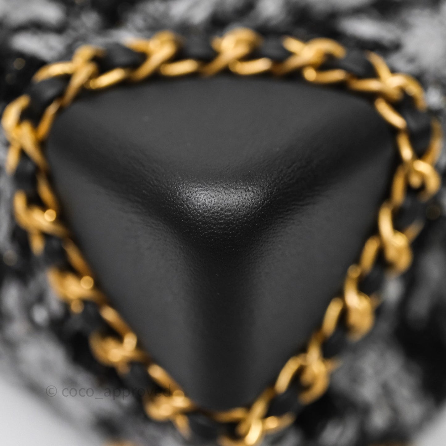 Chanel Mini Flag Bag Black & Grey Tweed Aged Gold Hardware