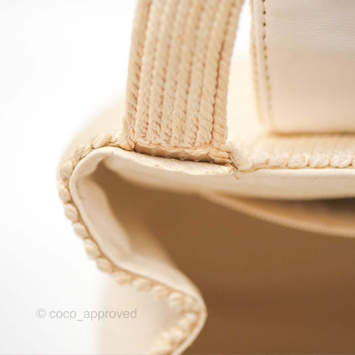 Chanel Vintage Mini Kelly Silk Rope Braided Cream Beige 24K Gold Hardware