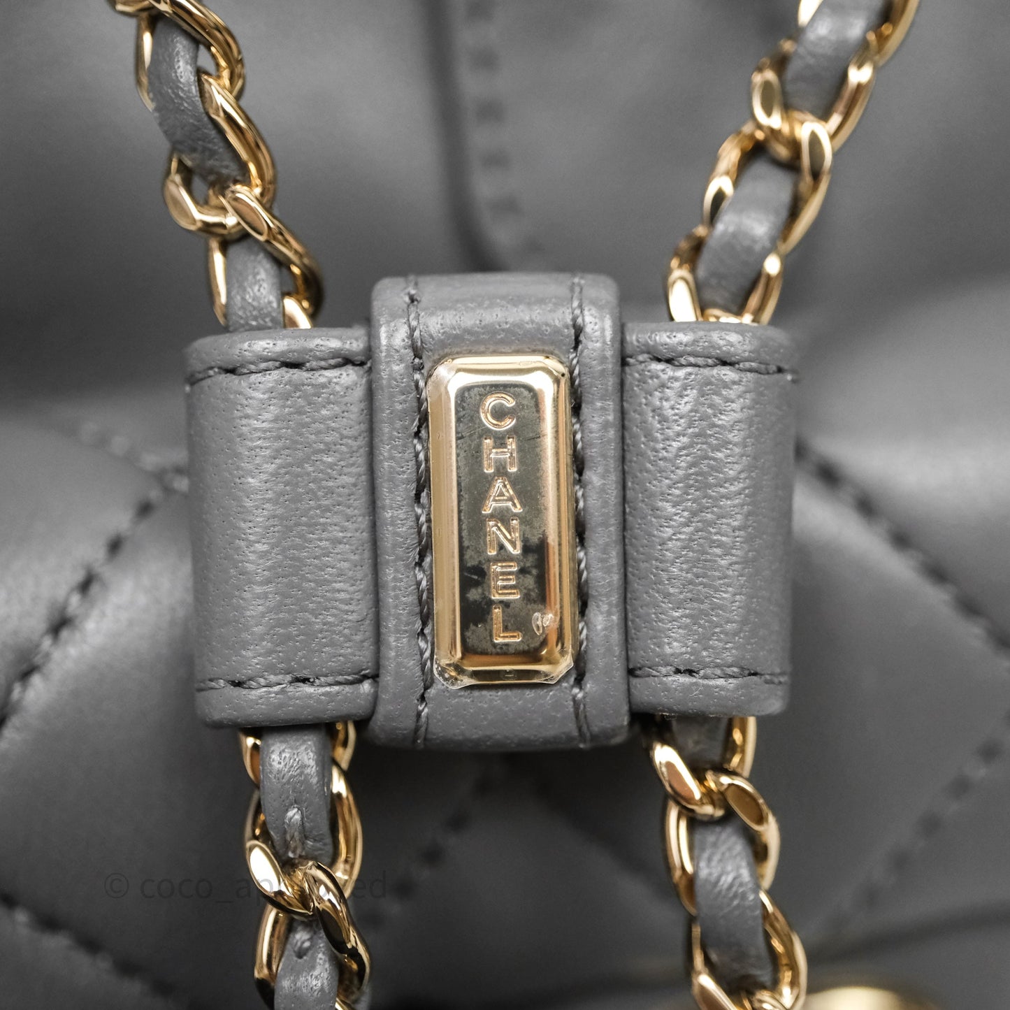 Chanel Small Duma Drawstring Backpack Grey Lambskin Gold Hardware