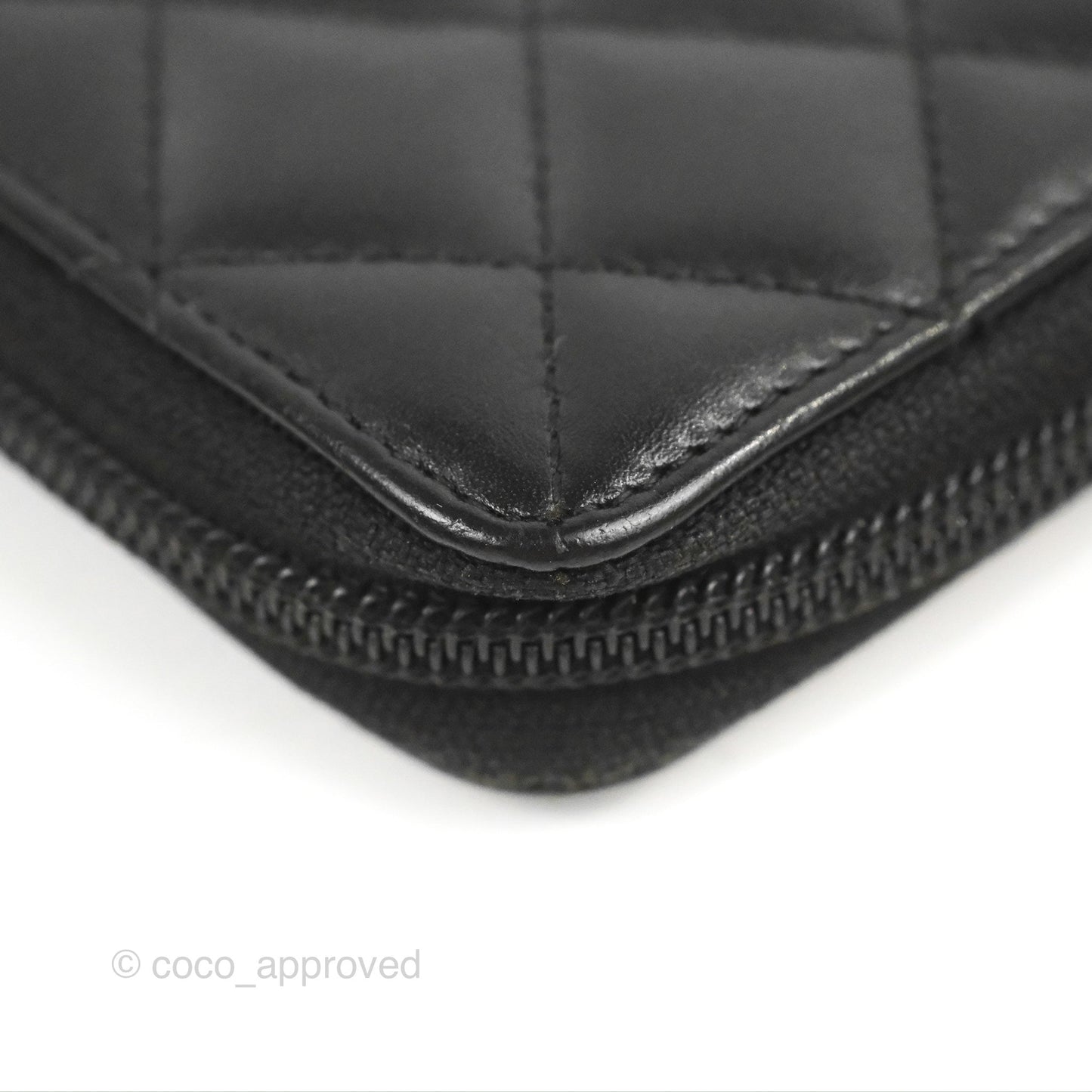 Chanel Quilted Cambon Yen Zip Long Wallet Black Calfskin Silver Hardware