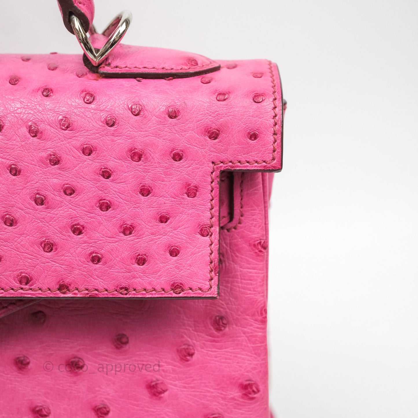 Hermes Kelly 32 Fuchsia Ostrich Palladium Hardware