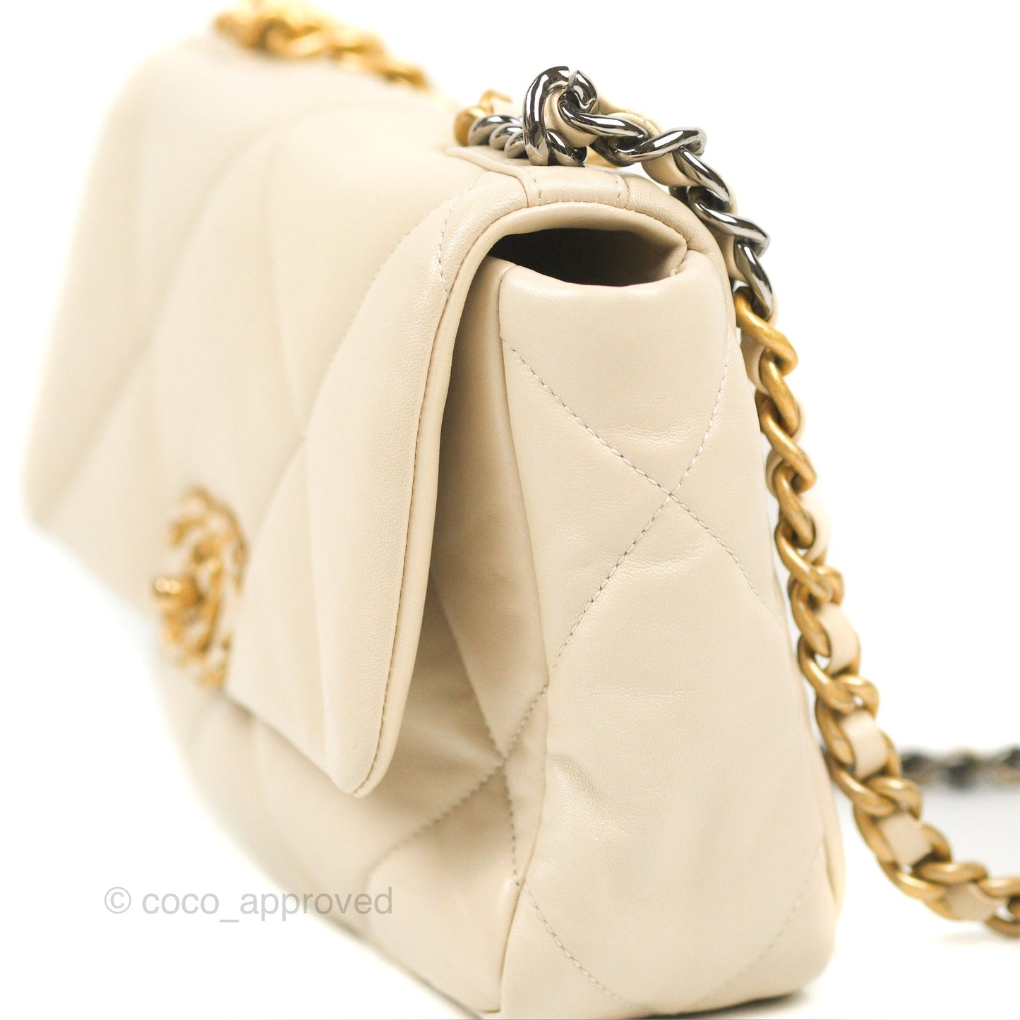 Chanel 19 Small Ivory Beige Mixed Hardware