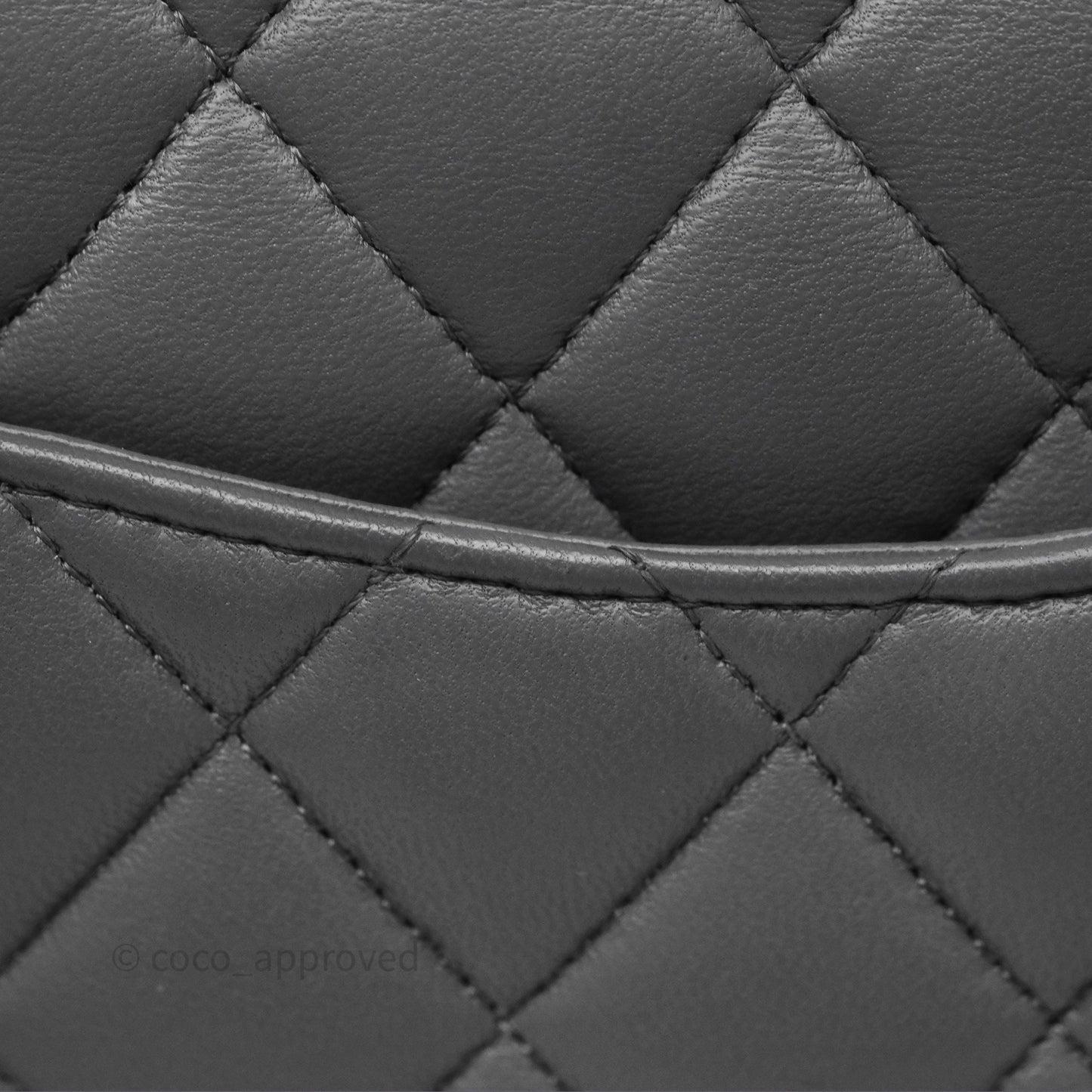Chanel Classic M/L Medium Flap Quilted Grey Lambskin Gold Hardware