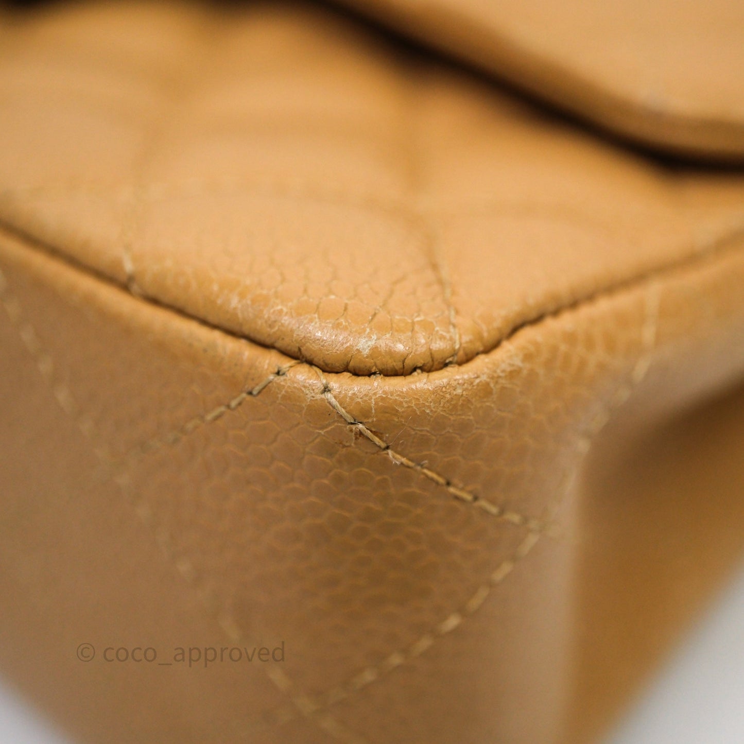 Chanel Vintage Small Classic Flap Beige Claire Caviar 24K Gold Hardware
