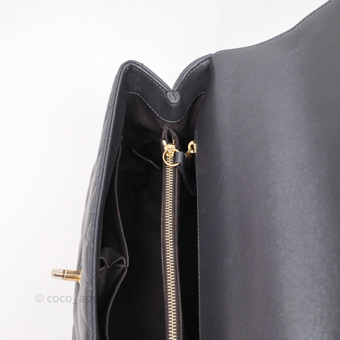 Chanel Medium Coco Handle Chevron Grey Bag Gold Hardware