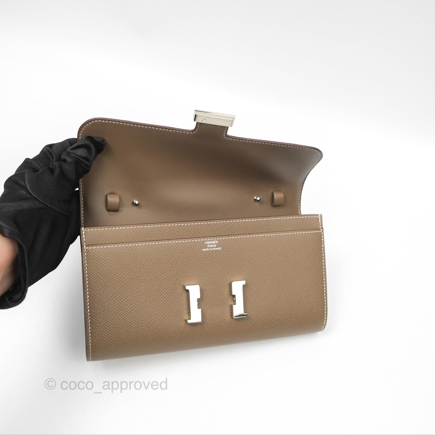 Hermès Constance To Go Wallet Etoupe Epsom Palladium Hardware