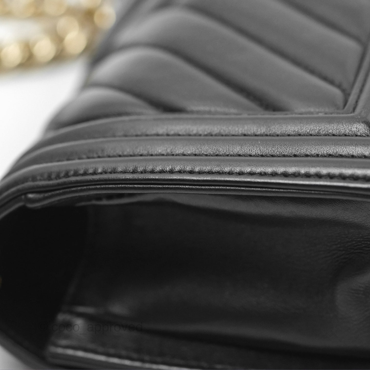 Chanel Chevron Small Boy Black Calfskin Gold Hardware