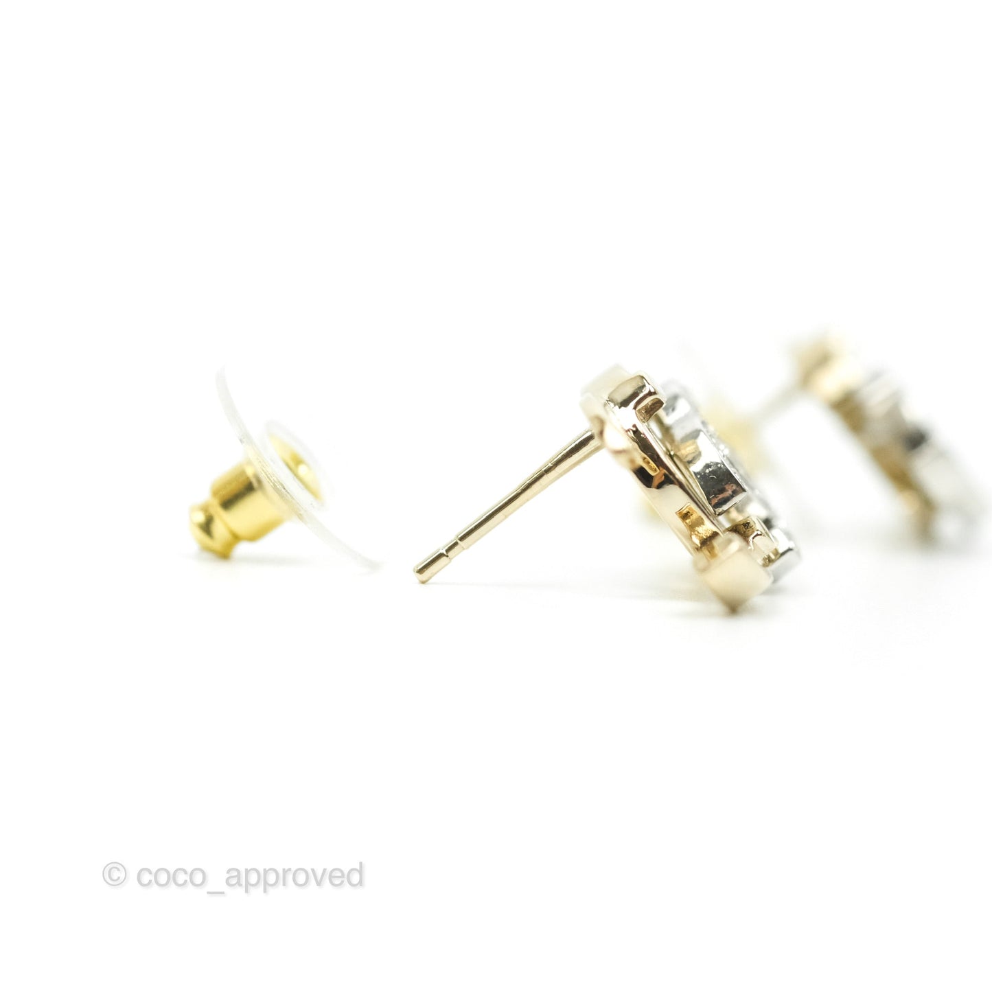 Chanel Double Crystal CC Earrings Silver & Gold Tone 21A