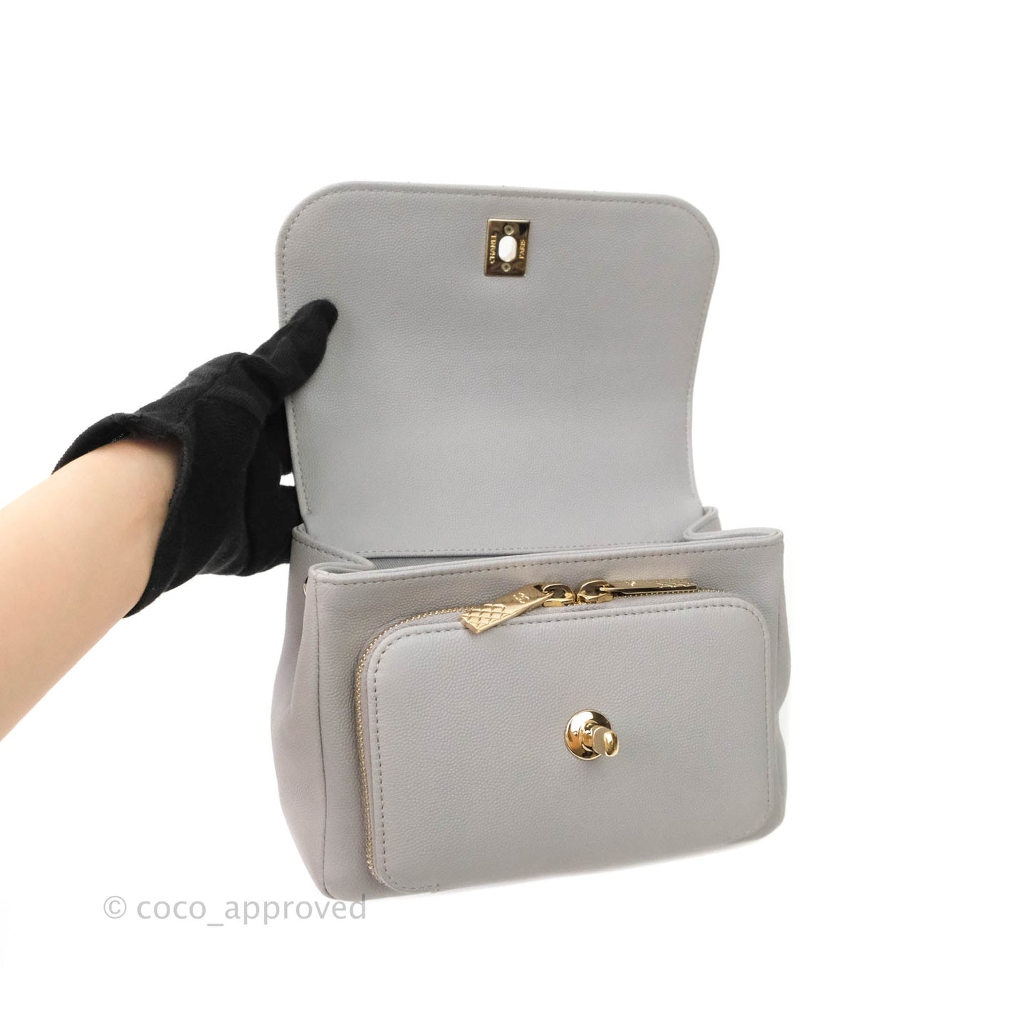 Chanel Quilted Small Business Affinity Flap Grey Caviar Gold Hardware