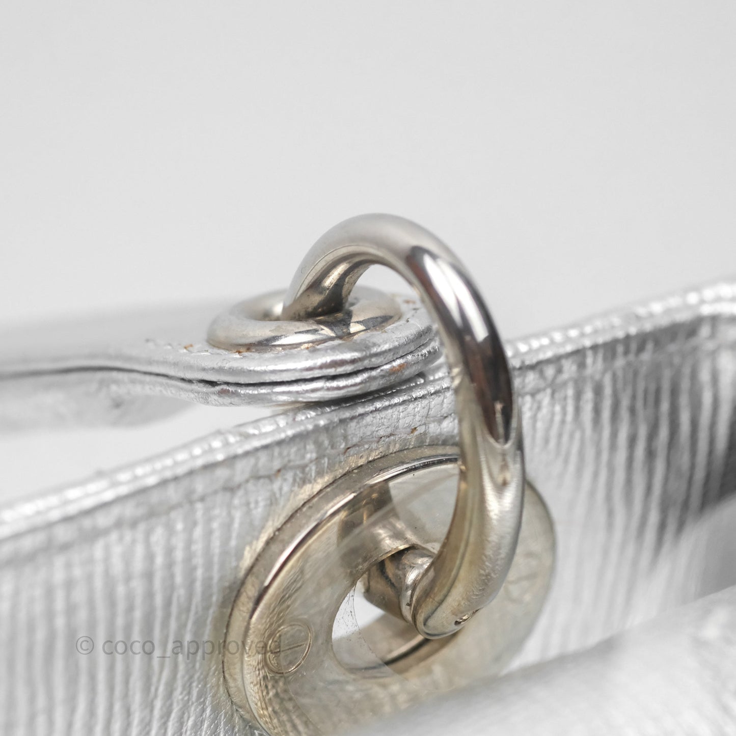 Christian Dior Small Lady Dior My ABCDior Silver Metallic Grained Calfskin Cannage