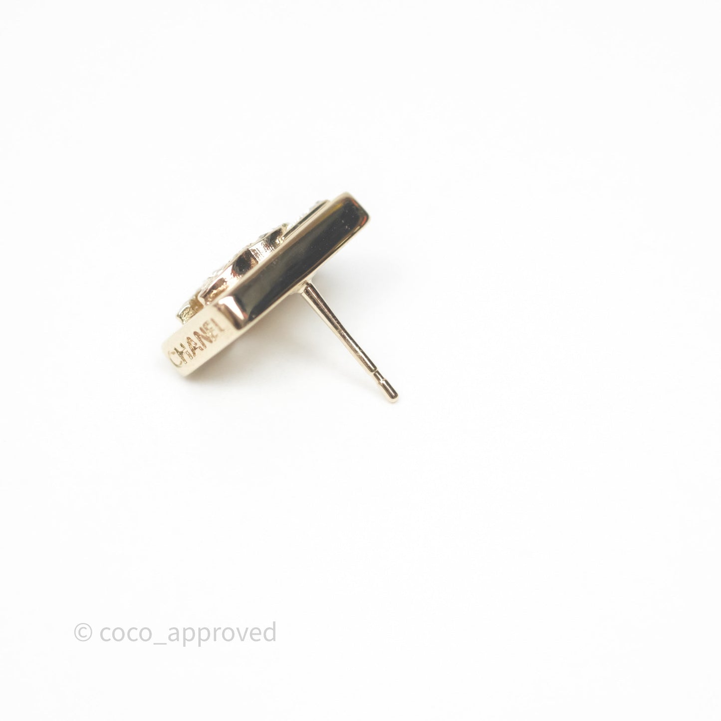 Chanel Crystal CC No.5 Earrings Gold Tone 23B