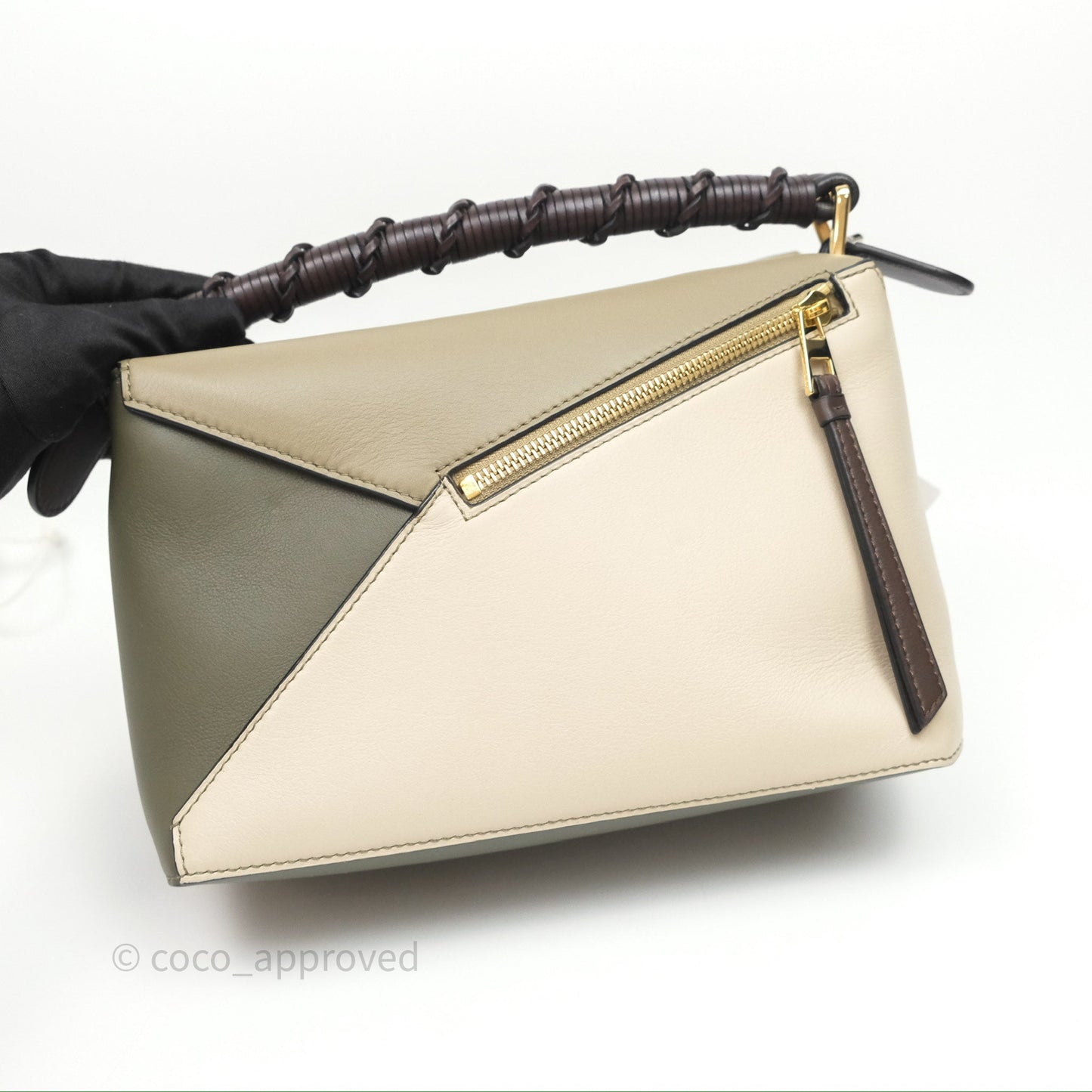 Loewe Small Puzzle Edge Bag Laurel Green/Light Oat Calfskin