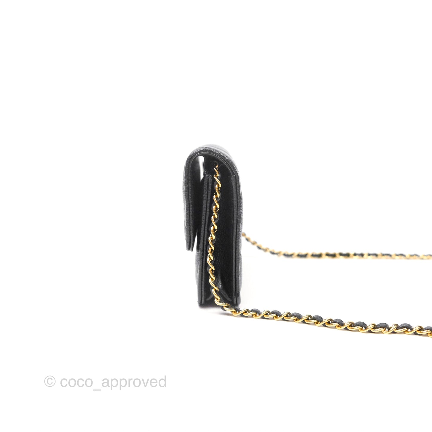 Chanel Miss Coco Clutch With Chain Quilted Black Caviar Gold Hardware