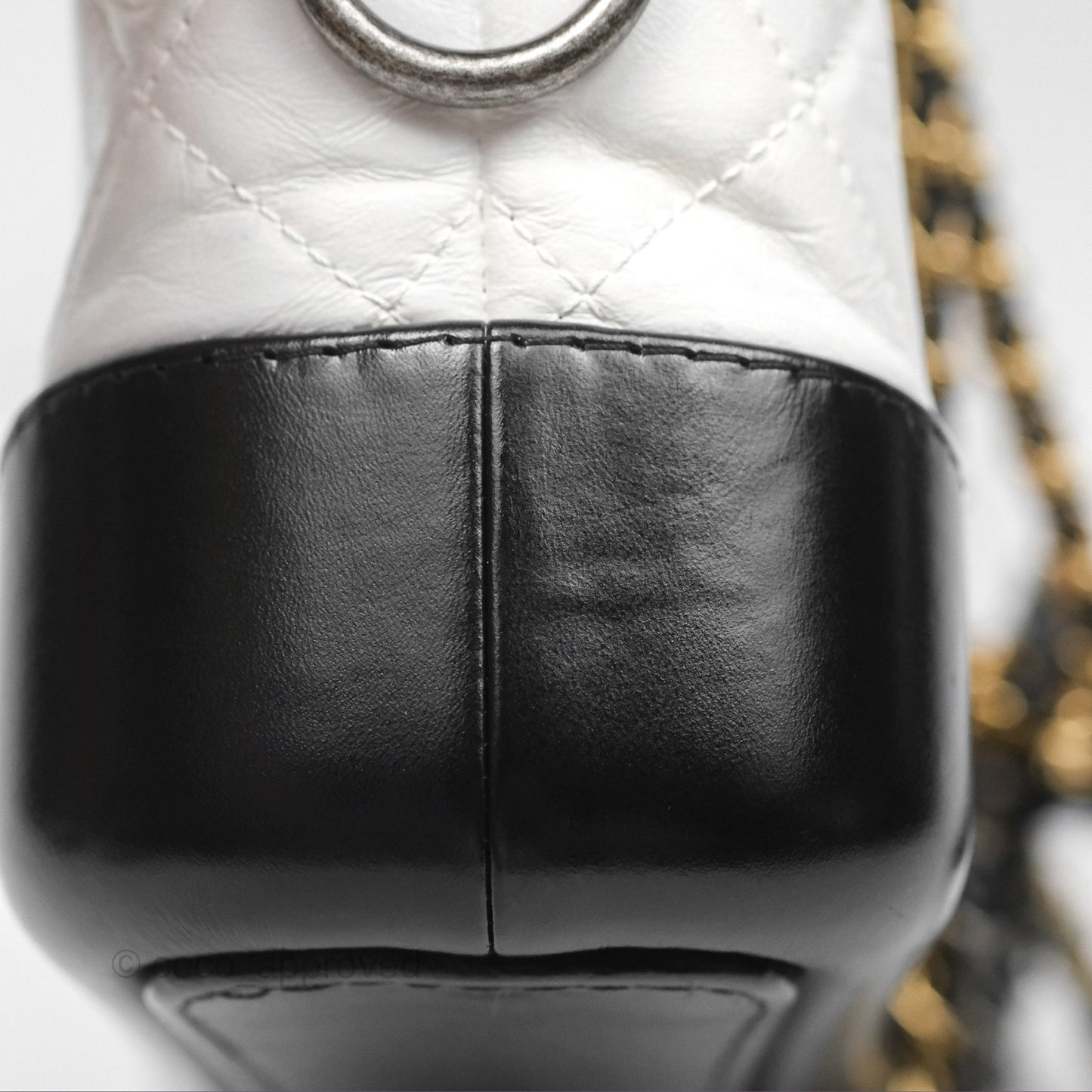 Chanel Small Gabrielle Hobo Quilted Black White Aged Calfskin