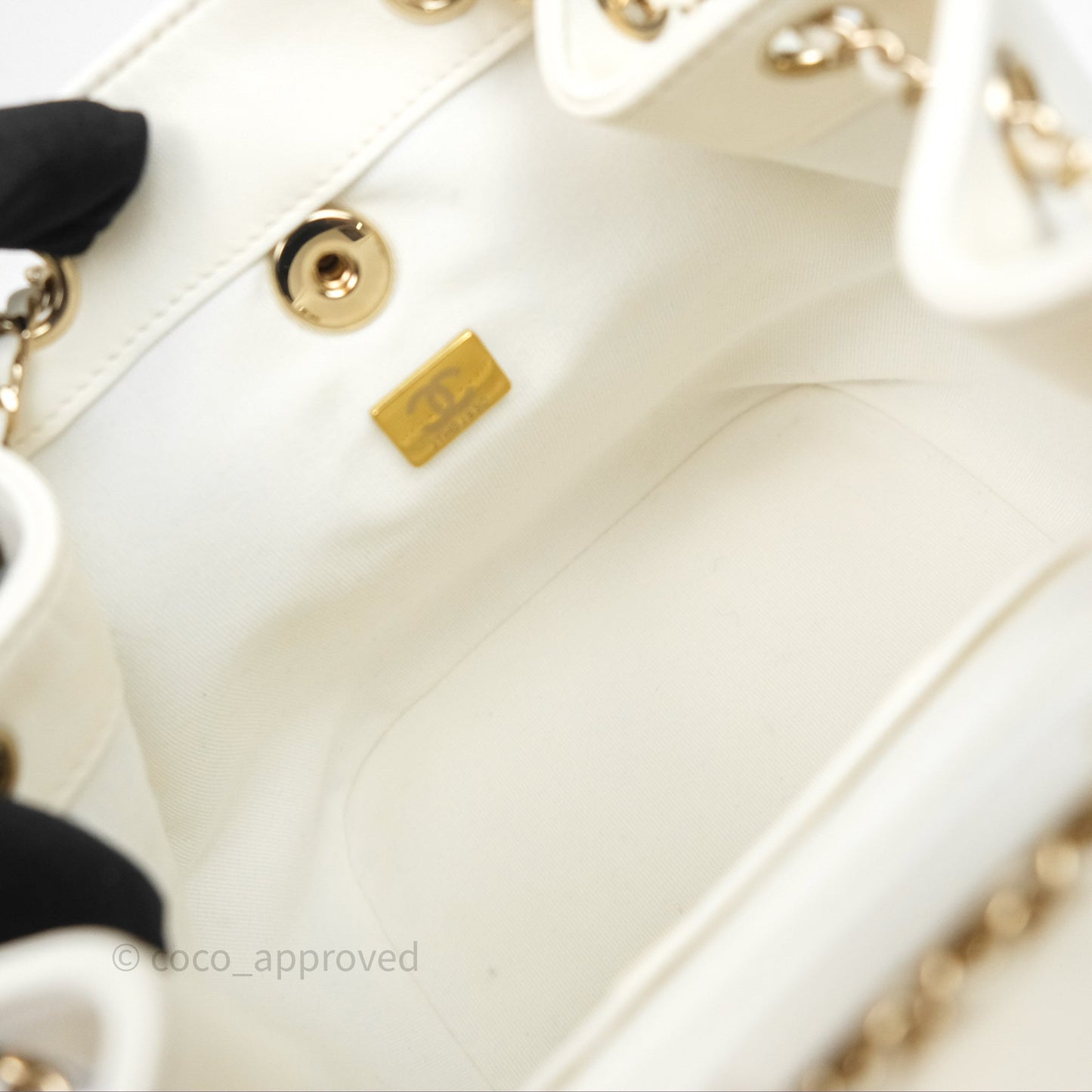 Chanel Quilted Small Duma Drawstring Backpack White Calfskin Gold Hardware
